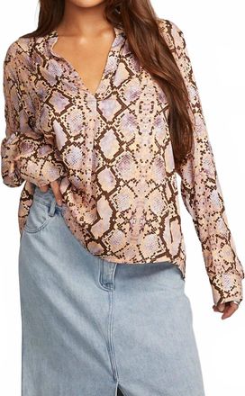Chaser Denver Blouse In Purple, Brown, Yellow