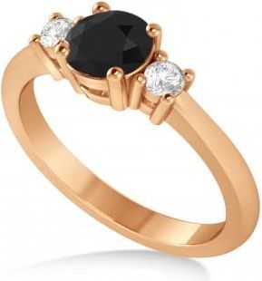 Allurez Round Black & White Diamond Three-Stone Engagement Ring 14k Rose Gold (0.89ct)
