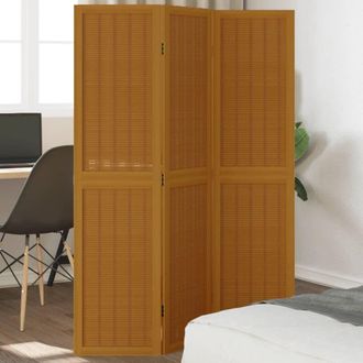 vidaXL Vidaxl - Biombo Separador De 3 Paneles Madera Maciza Paulownia Marr&oacute;n