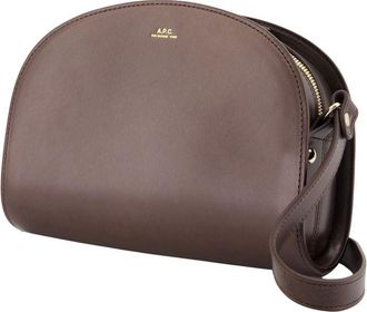A.P.C. Womens Demi Lune Crossbody Bag Brown Cowhide