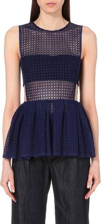 Self Portrait SELF-PORTRAIT Sheer Sleeveless Peplum Top Size XS