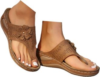 Generic Summer Sandals Women Wedge Flip Flops for Women Orthopedic Sandals Comfortable Flip Flops with Arch Support Summer Casual Wedge Sandal Slippers Dressy