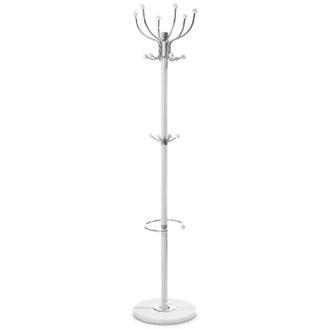 Trade Shop TrAdE Shop Traesio - Attaccapanni Appendiabiti Da Terra Con 17 Ganci In Metallo Cromo Bianco Base In Marmo 175cm