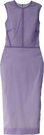 Victoria Beckham Linear Fitted Midi Dress in Purple Silk
