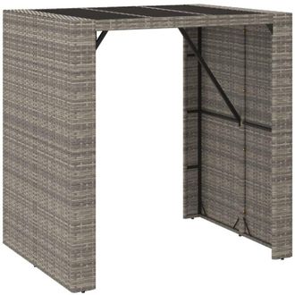 vidaXL Mesa Alta Bar Con Superficie Vidrio Rat&aacute;n Pe Gris 105x80x110 Cm Vidaxl