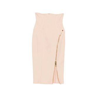 Elisabetta Franchi Falda Midi de Cintura Alta con Cremallera Dorada - Skirts - Mujer - Rosa - L