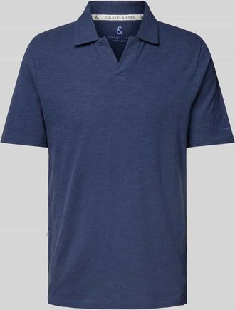 Colours & Sons Slim Fit Poloshirt aus Baumwoll-Leinen-Mix in Marine, Größe XXL