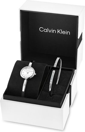 Calvin Klein Womens Round Watch + Bangle Set - Metallic