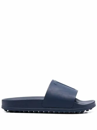 Tod's Slippers met logo-reli&euml;f - Blauw