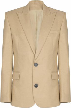 Balmain Canvas jas met 2 knopen - Heren - Blazers - Beige - S - Katoen - Jassen