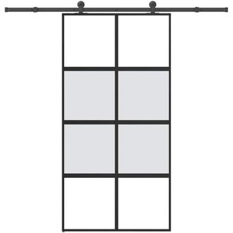 vidaXL Puerta Corredera Herrajes 1025x205 Cm Vidrio Templado Aluminio