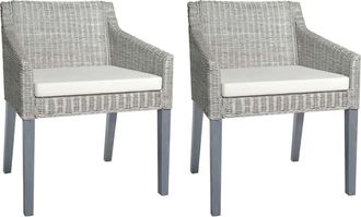 vidaXL Vidaxl - Sillas De Comedor Con Cojines 2 Unidades Rat&aacute;n Natural Gris