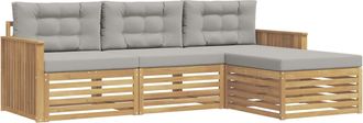 vidaXL Conjunto De Sof&aacute;s De Exterior 4 Uds. Blanco Y Gris Claro Vidaxl