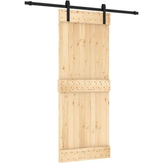 vidaXL Puerta Corredera Con Herrajes Madera Maciza De Pino 80x210 Cm Vidaxl