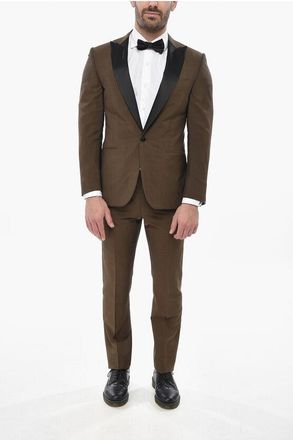 Corneliani CODE Mohair Blend Suit with Peak Lapel in Satin size 48