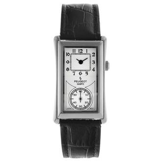 Peugeot Vintage Large Rectangular Remote Sweep Leather Watch- 40x24MM in Black at Nordstrom