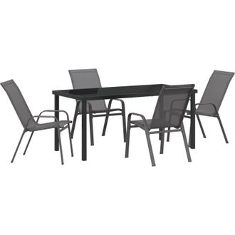 vidaXL Vidaxl - Conjunto De Comedor De Jard&iacute;n 5 Pcs Gris Textileno Y Acero