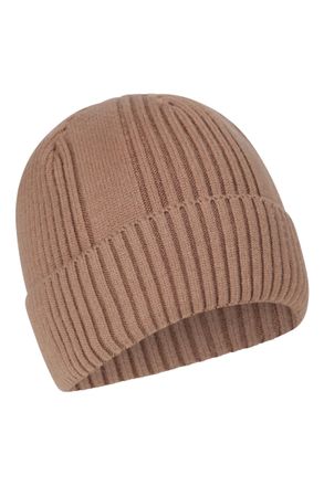 Mountain Warehouse Fur Lined Mens Ribbed Thermal Beanie Light Brown One Size