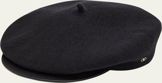 Valentino Garavani Mens Wool Beret with VLogo
