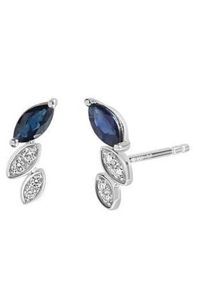 Bony Levy El Mar Diamond & Sapphire Stud Earrings in 18K White Gold at Nordstrom Rack
