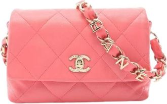Chanel Pre-owned Matelasse Lambskin Shoulder Bag - Dames - Vintage Schoudertas - Roze - ONE Size - Leer - Vintage