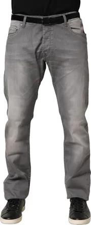 Gianfranco Ferre Washed Mid Waist Straight Men blue Trouser Mens Jeans