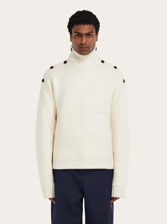 Ferragamo Men Knitted sweater with button detail Beige