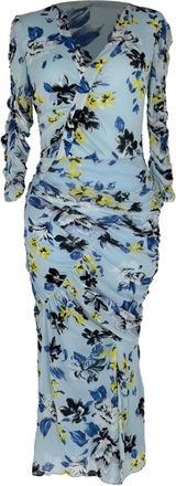 Diane Von F&uuml;rstenberg Diane Von Furstenberg Floral-Print Ruched Midi Dress in Multicolor Nylon