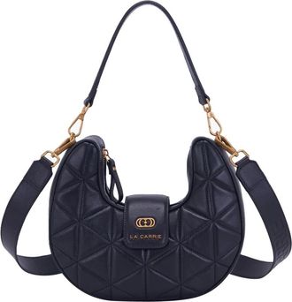 La Carrie Zwarte leren hobo handtas met ritssluiting - Dames - Schoudertassen - Zwart - ONE Size - Leer - Tassen