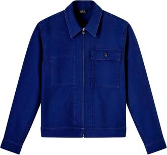 A.P.C. Victor Jacket - Heren - Zomerjassen - Blauw - L - Katoen - Jassen