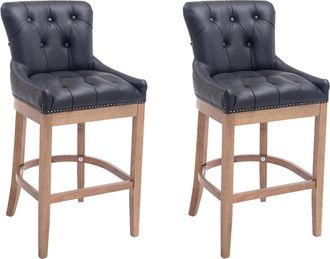 Clp Set 2x Taburetes Lakewood En Cuero Original Negro Antiguo Claro