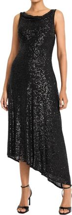 Maggy London Asymmetrical Sequin Dress In Black