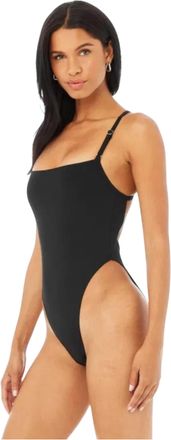 Alo Yoga Thrill Seeking Crisscross Back One Piece Bodysuit in Black Women