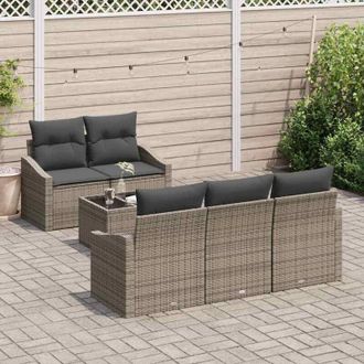vidaXL Conjunto De Sof&aacute; De Jard&iacute;n Con Coj&iacute;n 6 Pcs Gris 55 X 55 X 37 Cm Vidaxl