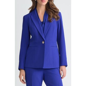 Kasper Peak Lapel Stretch Crepe Peplum Blazer in Royal Signature at Nordstrom Rack, Size 10P