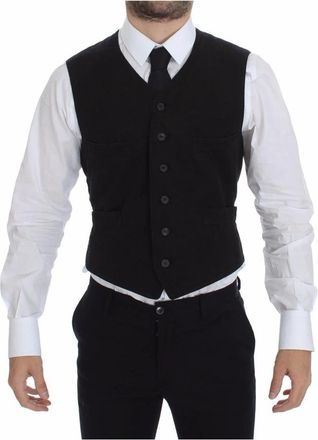 Dolce & Gabbana Klassieke Stijl Zwarte Katoenen Jurk Vest - Heren - Gillet - Zwart - XS - Katoen - Kostuums