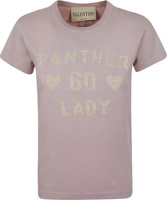 Valentino Garavani Bedrukt katoenen T-shirt - Dames - T-shirts - Roze - S - Katoen - Tops