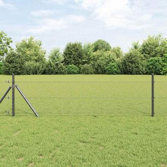 vidaXL Reja Con Postes Gris 0.6 X 25 M Acero Recubierto De Pvc Vidaxl