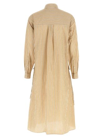 Polo Ralph Lauren Striped Cotton-Linen Chemisier Dress - Tan