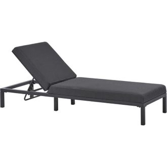 Beliani Tumbona Moderna De Jard&iacute;n Reclinable Estructura De Aluminio Acolchada Gris Grafito Lariano