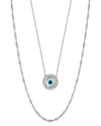 Glaze Jewelry Silver Cz Singapore & Evil Eye Necklace Set