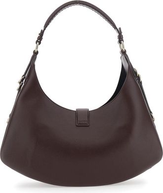 Ganni Womens Shoulder Bag Kat Piccola Brown Leather