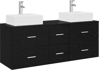 vidaXL Juego De Muebles De Ba&ntilde;o 3 Uds. Negro 49,5 X 41 X 62,5 Cm Vidaxl