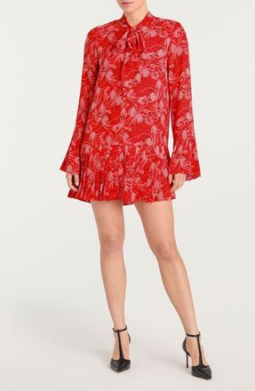Cinq &agrave; Sept Alinda Botanical Floral Long Sleeve Drop Waist Shirtdress in Bisou Multi at Nordstrom, Size 16