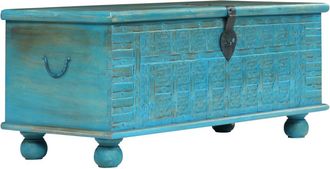 vidaXL Ba&uacute;l De Almacenamiento Madera Maciza Mango Azul 100x40x41 Cm Vidaxl