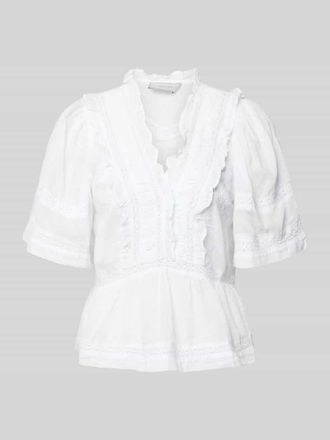 Neo Noir Neo Noir Blusenshirt mit H&auml;kelspitze Modell Evienne in Weiss, Gr&ouml;&szlig;e 34