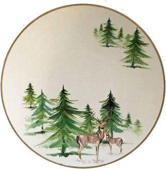 ABBIAMO TUTTO Woodlands Cake Plate/Round Flat Platter