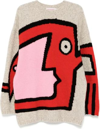 Walter Van Beirendonck Grey Jacquard Crew-Neck Jumper