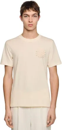 Sandro Cotton crochet flower T-shirt in Butter Cream at Nordstrom, Size Xx-Large