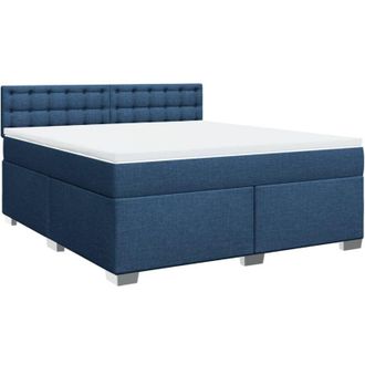 vidaXL Cama Box Spring Con Colch&oacute;n Tela Azul 180x200 Cm Vidaxl